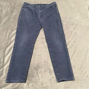 Uniqlo Pants Mens 34x27 Blue Corduroy SLim Fit Casual Jeans Preppy Trouser